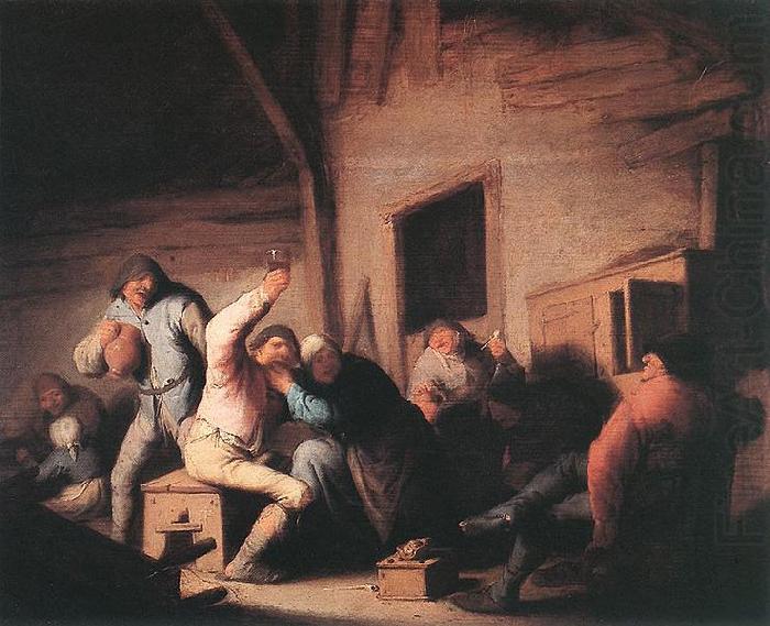 Adriaen van ostade Carousing peasants in a tavern. china oil painting image
